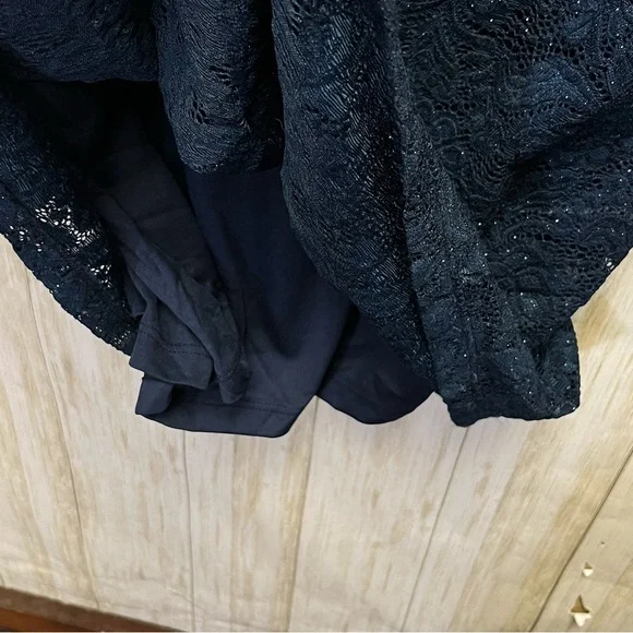 Candalite Women’s Navy Blue Shimmer Stretch Lace Dress Size 2X - Picture 10 of 12